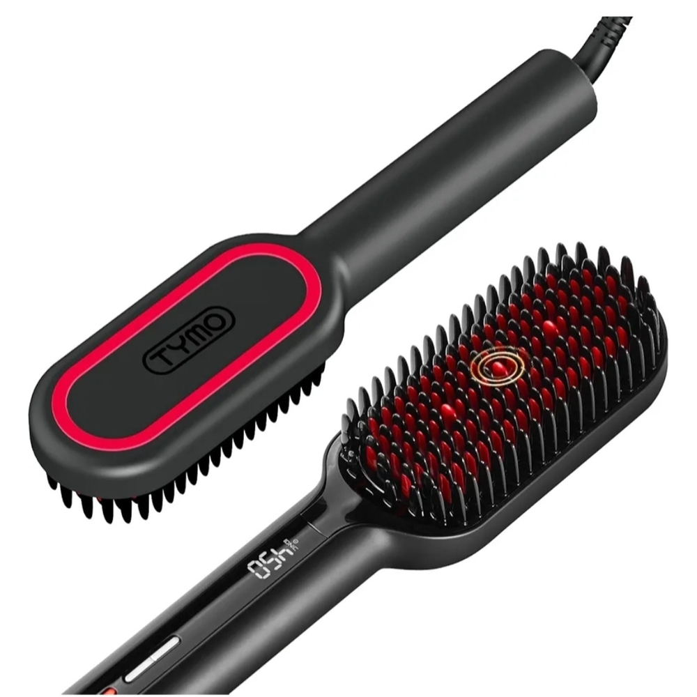 TYMO Black and Red Hair Straightening Brush